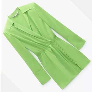 ZARA WOMAN SHORT SHIRT DRESS WITH SHOULDER PADS